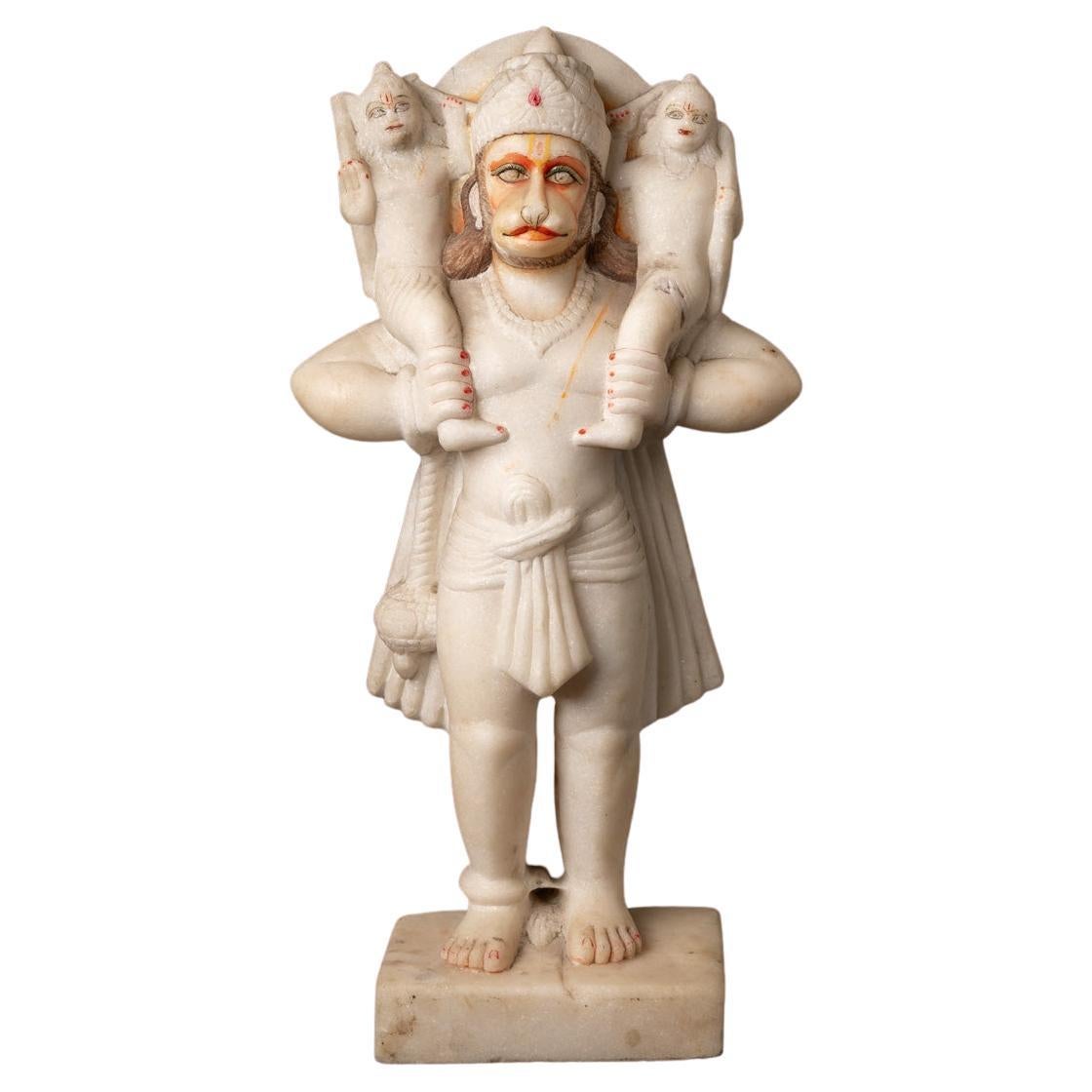 Middle 20th century old marble Hanuman statue from India - Original Buddhas For Sale