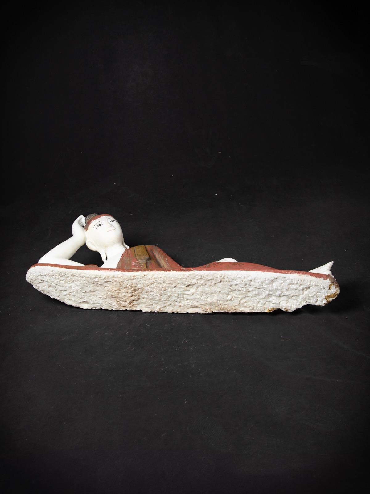 Burmese Middle 20th century Old marble reclining Buddha statue from Burma For Sale