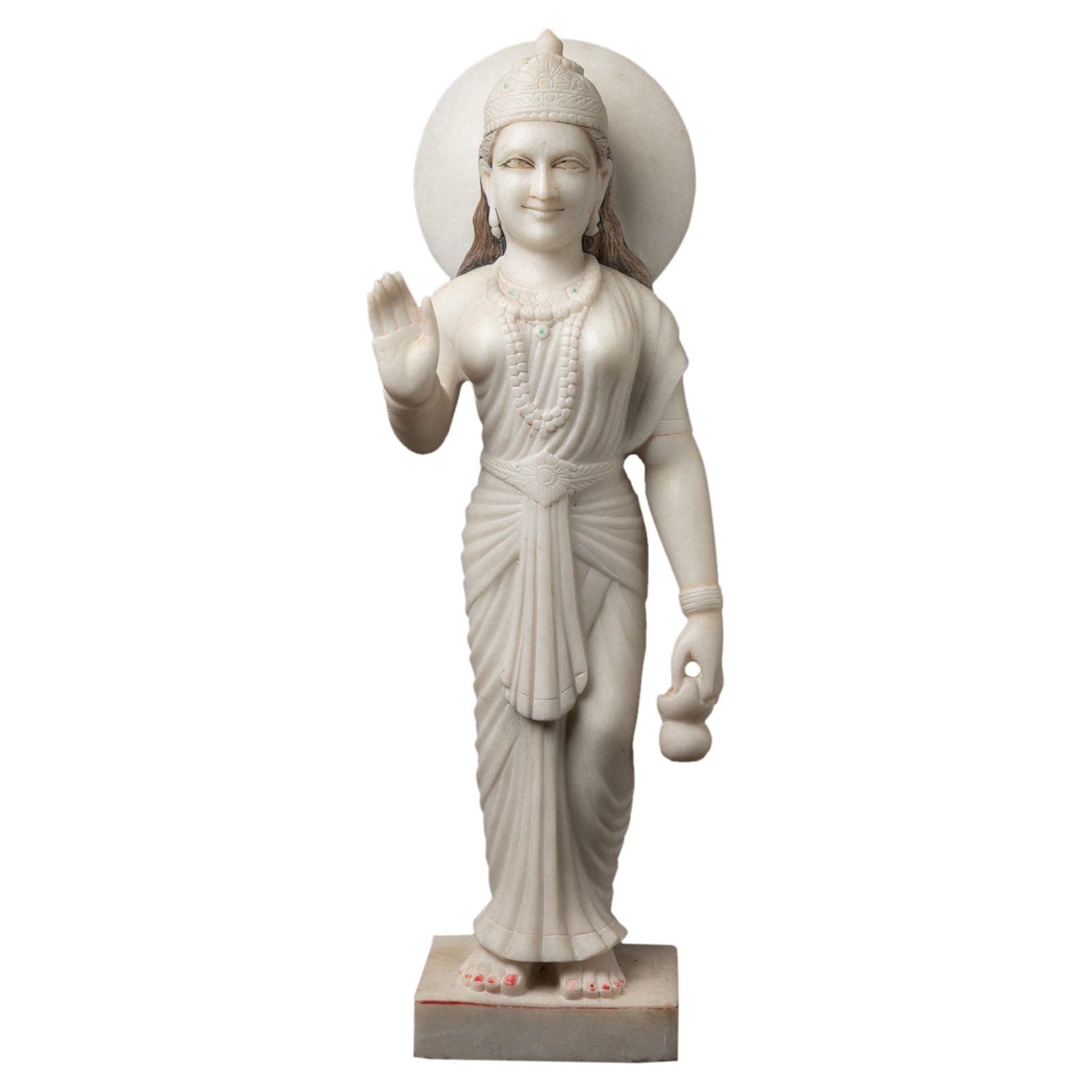 Middle 20th century Old marble statue of Brahmacharini from India For Sale