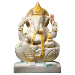 Middle 20th century Old marble stone Ganesha statue from India
