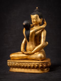 Middle 20th century Old Nepalese bronze Samantabhadra statue from Nepal