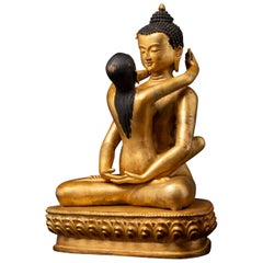 Middle 20th century Old Nepalese bronze Samantabhadra statue from Nepal