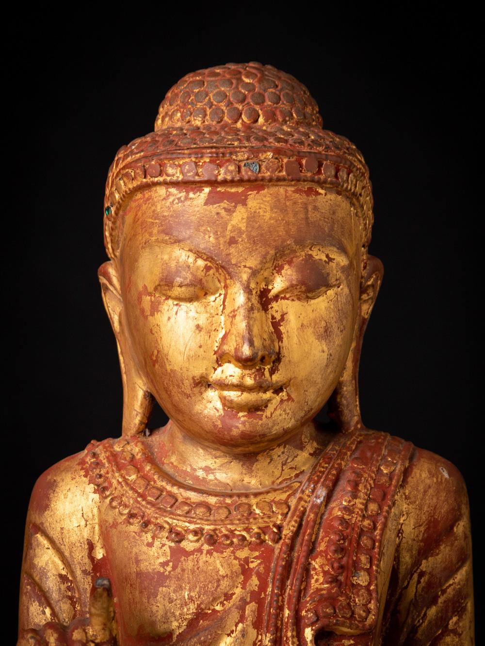 Milieu du 20e siècle Ancienne statue de Bouddha en bois de Birmanie Bon état - En vente à DEVENTER, NL