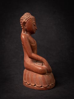 Middle 20th century old wooden Burmese Mandalay Buddha in Bhumisparsha Mudra