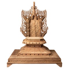 Middle 20th century Old wooden Burmese throne from Burma