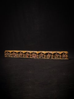 Middle 20th century old wooden panel with Indian god figures - Original Buddhas