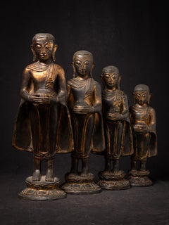 Middle 20th century Set old bronze Burmese Monk statues from Burma