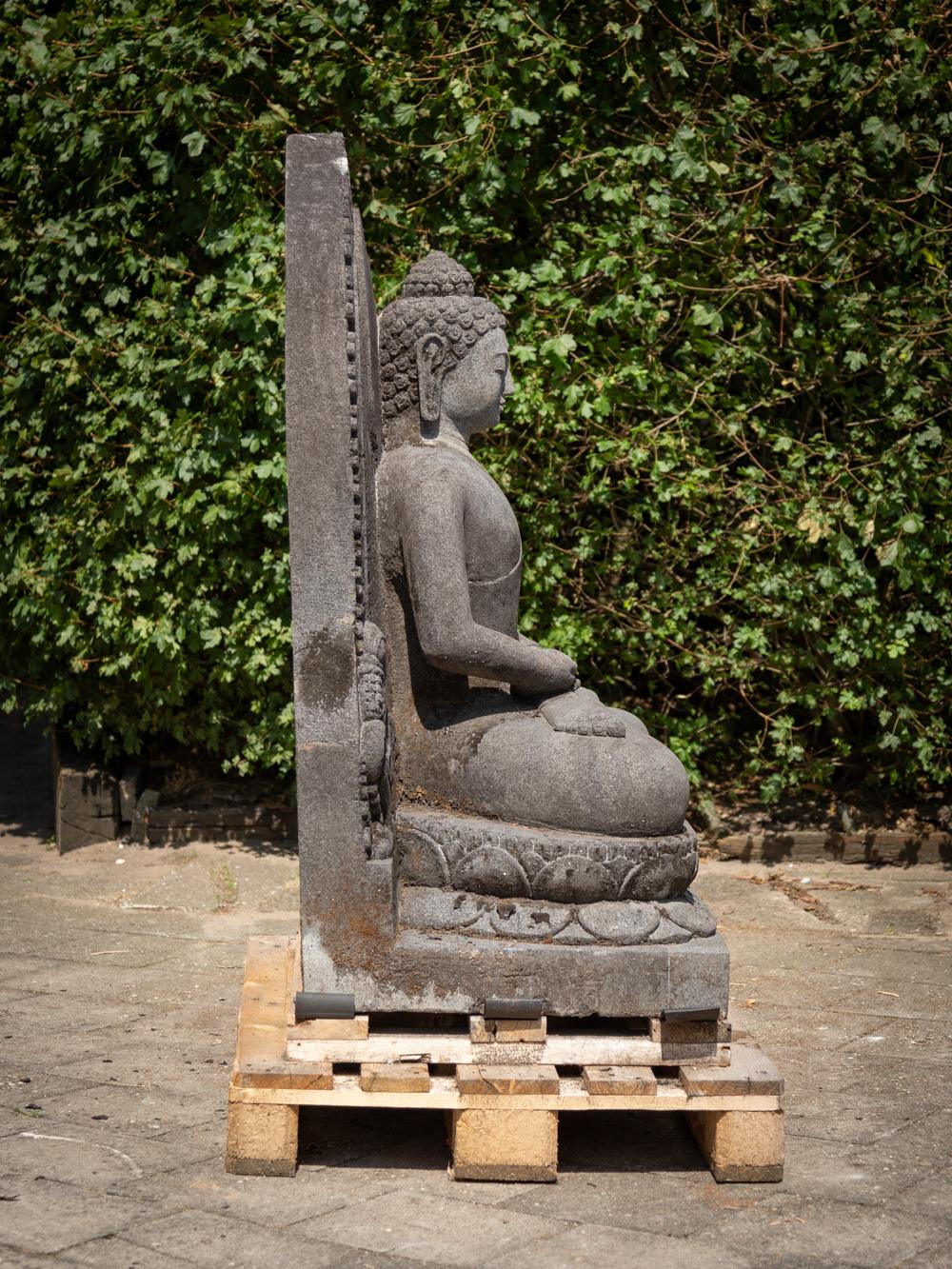 Middle 20th century special old lavastone Buddha statue from Indonesia In Good Condition In DEVENTER, NL