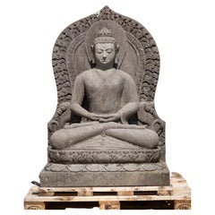 Middle 20th century special old lavastone Buddha statue from Indonesia