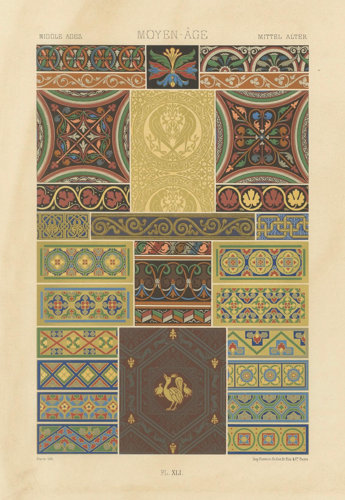 Motifs décoratifs du Moyen Âge - Designs de tuiles et de bordures gothiques, c.1869 en vente 1