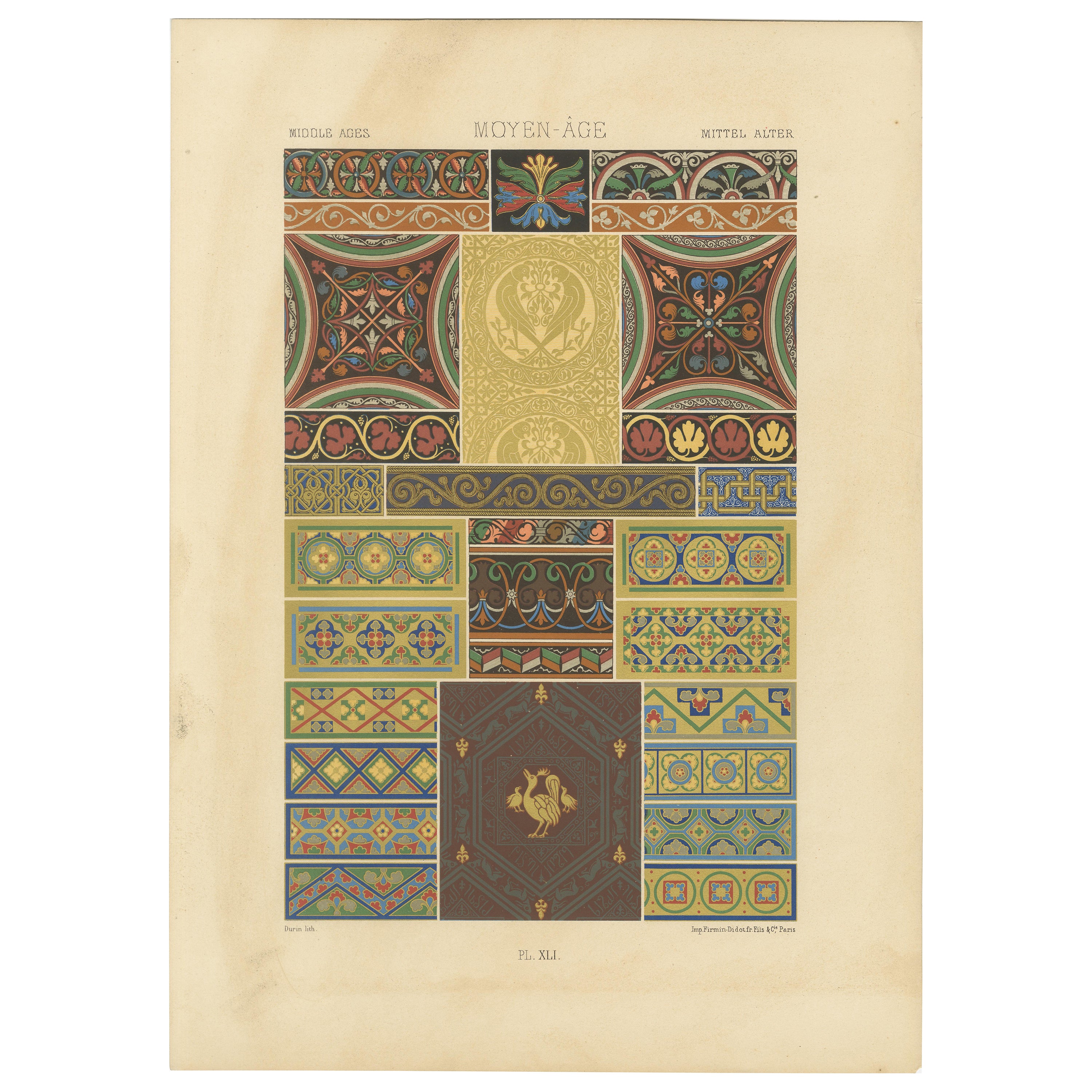 Dekorative Motive aus dem Mittelalter - Gotische Fliesen- und Bordürenmuster, um 1869