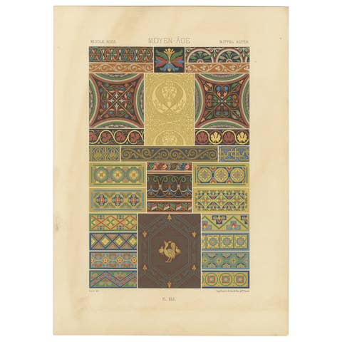 Middle Ages Decorative Motifs – Gothic Tile and Border Designs, c.1869