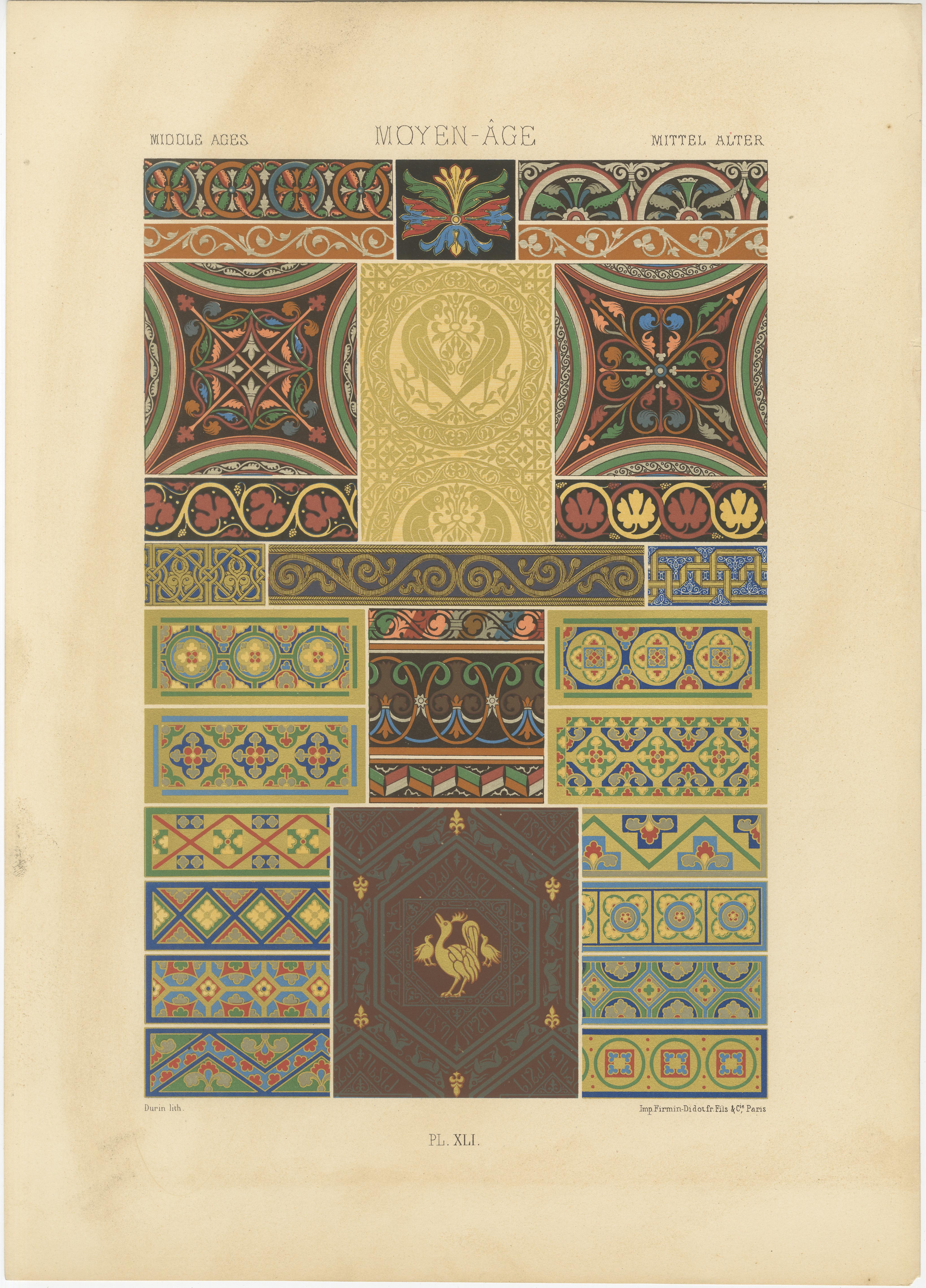 Motifs décoratifs du Moyen Âge - Designs de tuiles et de bordures gothiques, c.1869