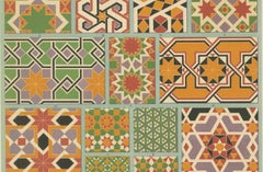 Middle Ages Geometric Tiles – Antique Print of Medieval Mosaic Patterns, c.1869
