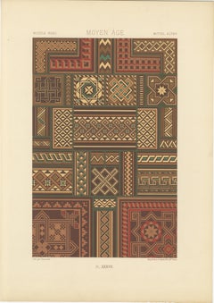 Motivos entrelazados de la Edad Media - Impresión antigua de patrones de nudos medievales, 1869