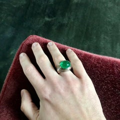 Middle Ages Ring, 18 Karat White Gold, 1 Emerald 14.86 Carat