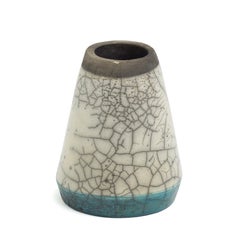 Middle East Modern LAAB Kazan Vase Raku Ceramic Green White Black Metal