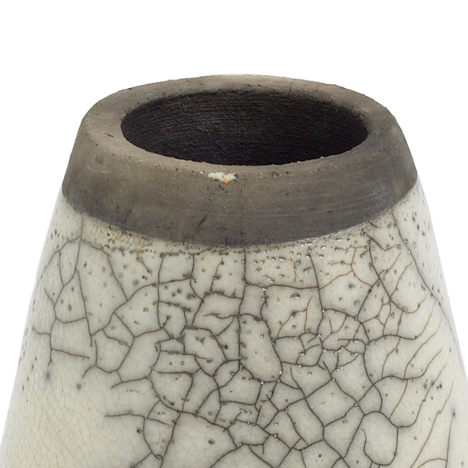 Middle East Modern LAAB Kazan Vase Raku Ceramic Green White Black Metal In New Condition For Sale In monza, Monza and Brianza