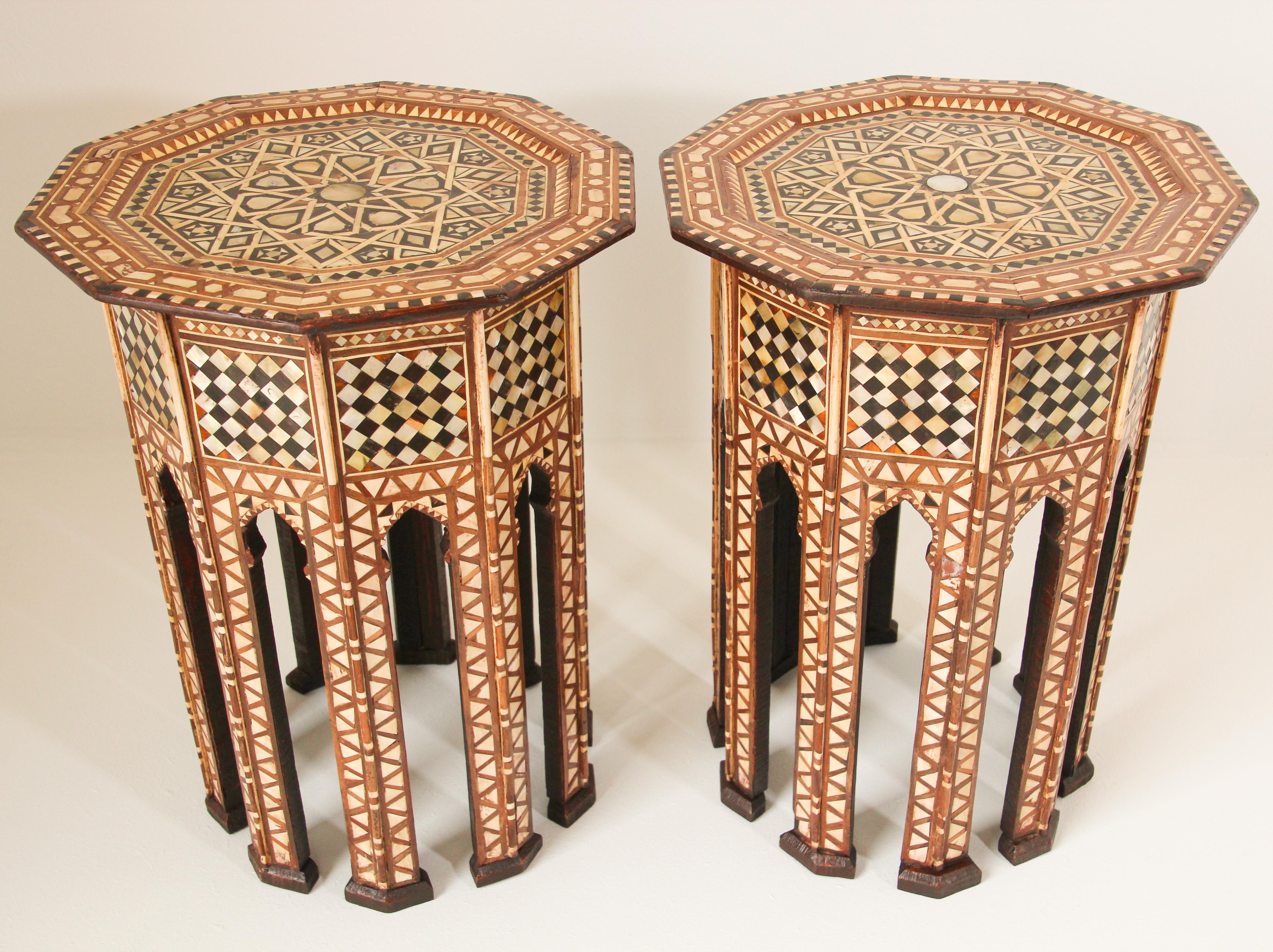 20th Century Middle East Syrian Octagonal Tables Inlaid