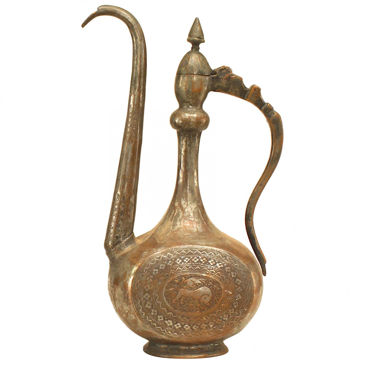 Middle Easter Moorish Silver and Copper Ewers (Radiert) im Angebot