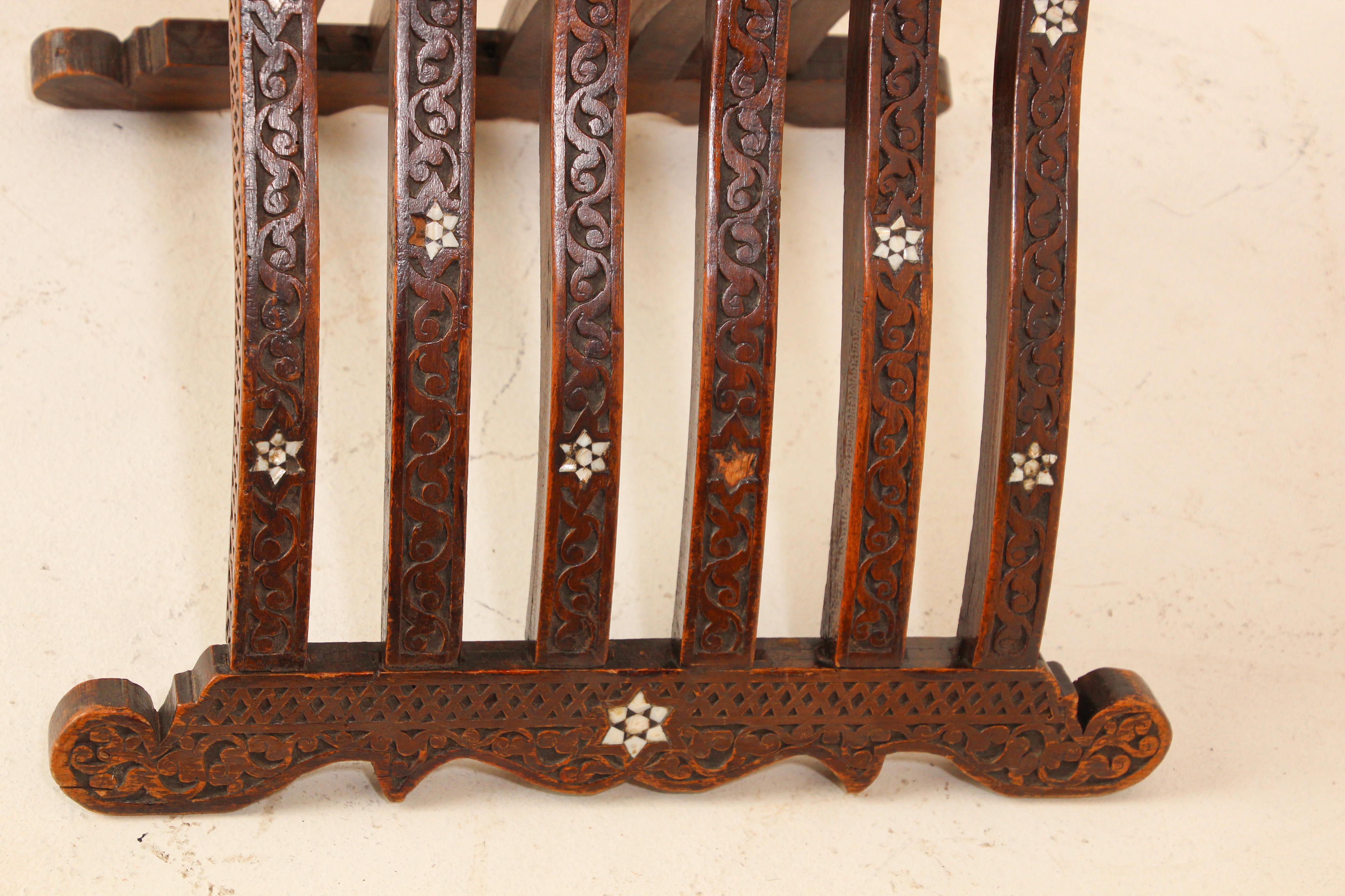 Middle Eastern 19th Century Moorish Folding Chair Shell Inlaid For Sale 4