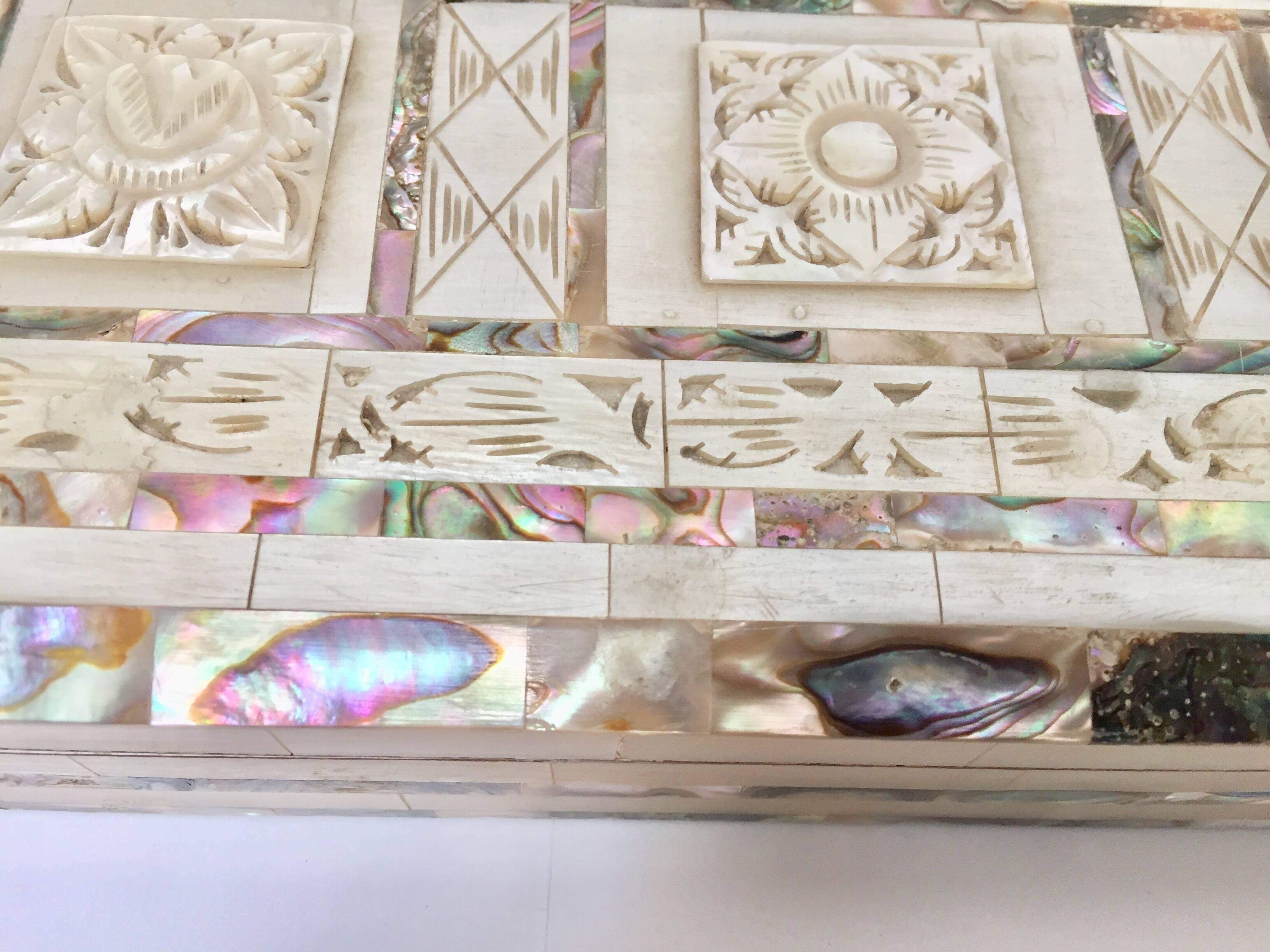 Middle Eastern Abalone and Mother-of-Pearl Inlay Large Rectangular Box 2