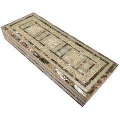 Vintage Middle Eastern Abalone and Mother-of-Pearl Inlay Large Rectangular Box