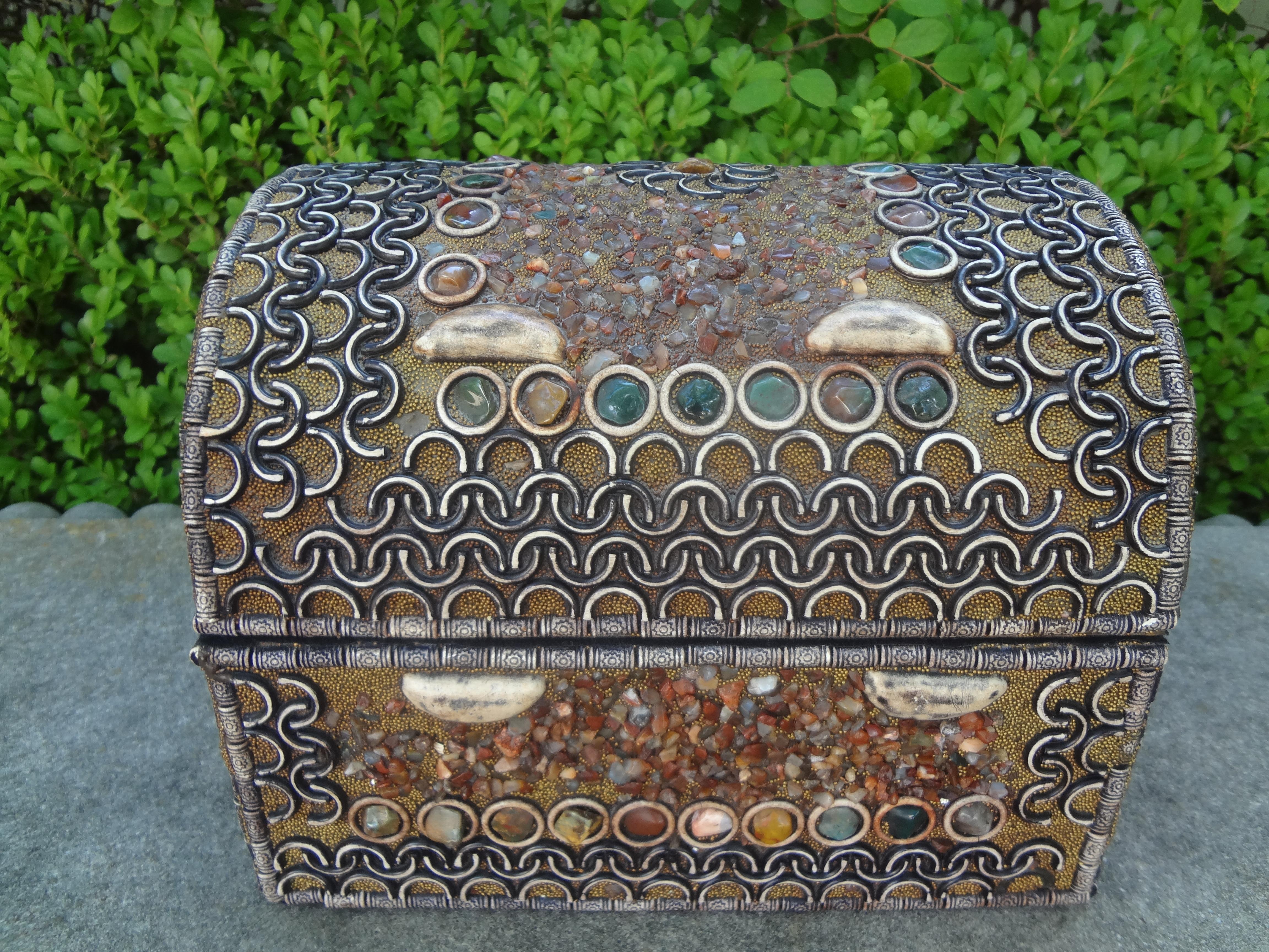 Middle Eastern Agate Encrusted Decorative Box 4