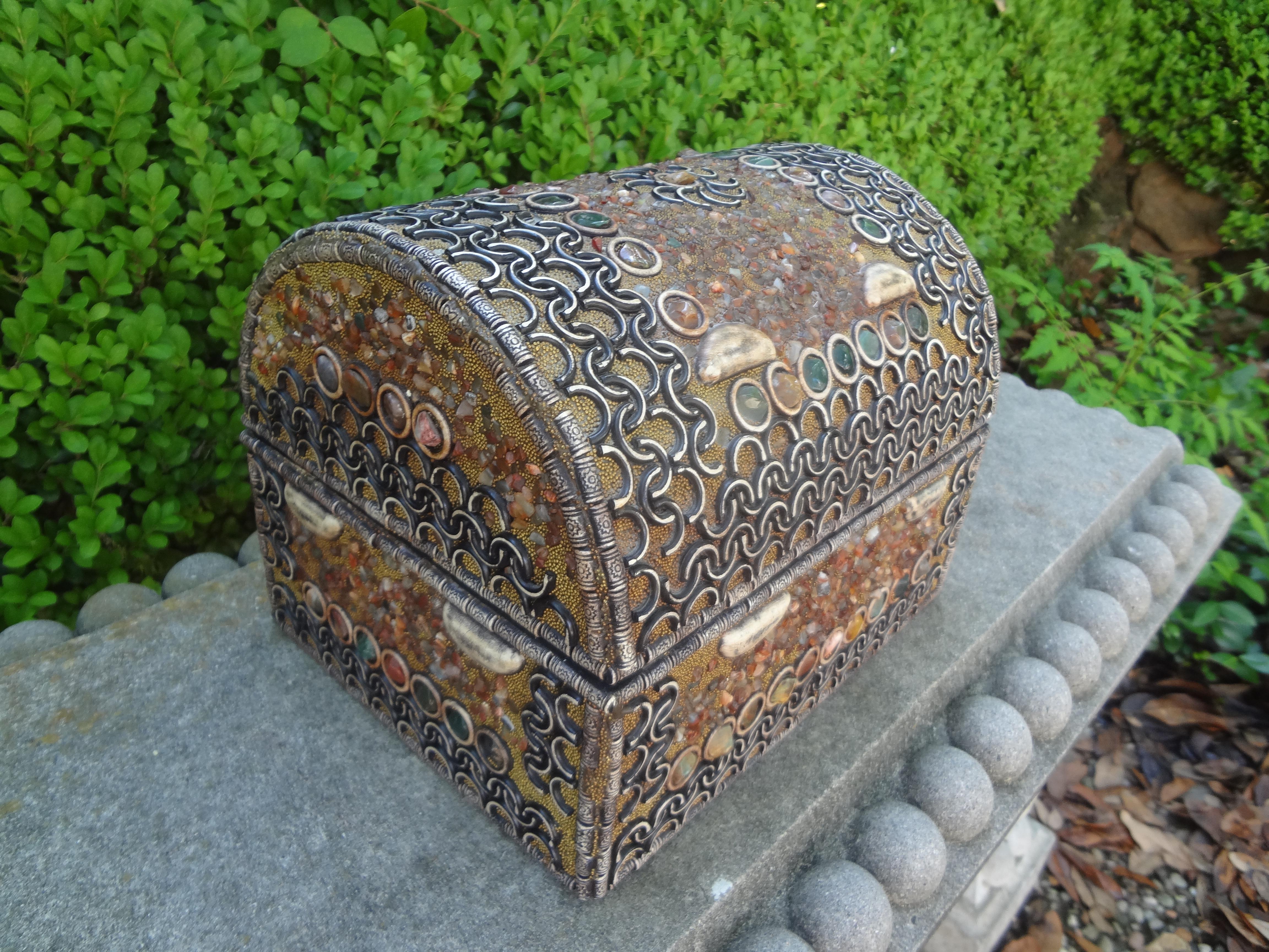 Middle Eastern Agate Encrusted Decorative Box 6