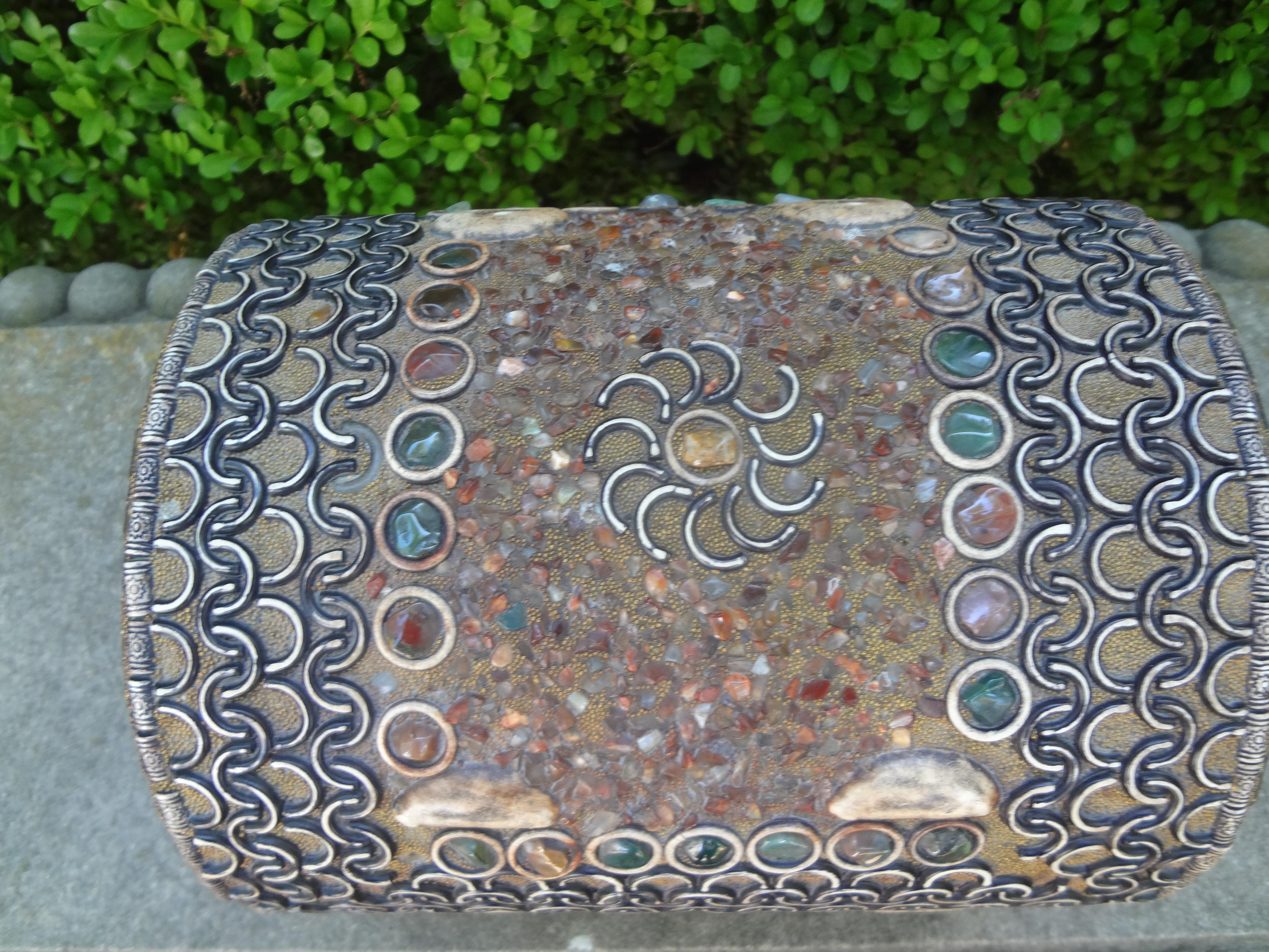 Moroccan Middle Eastern Agate Encrusted Decorative Box