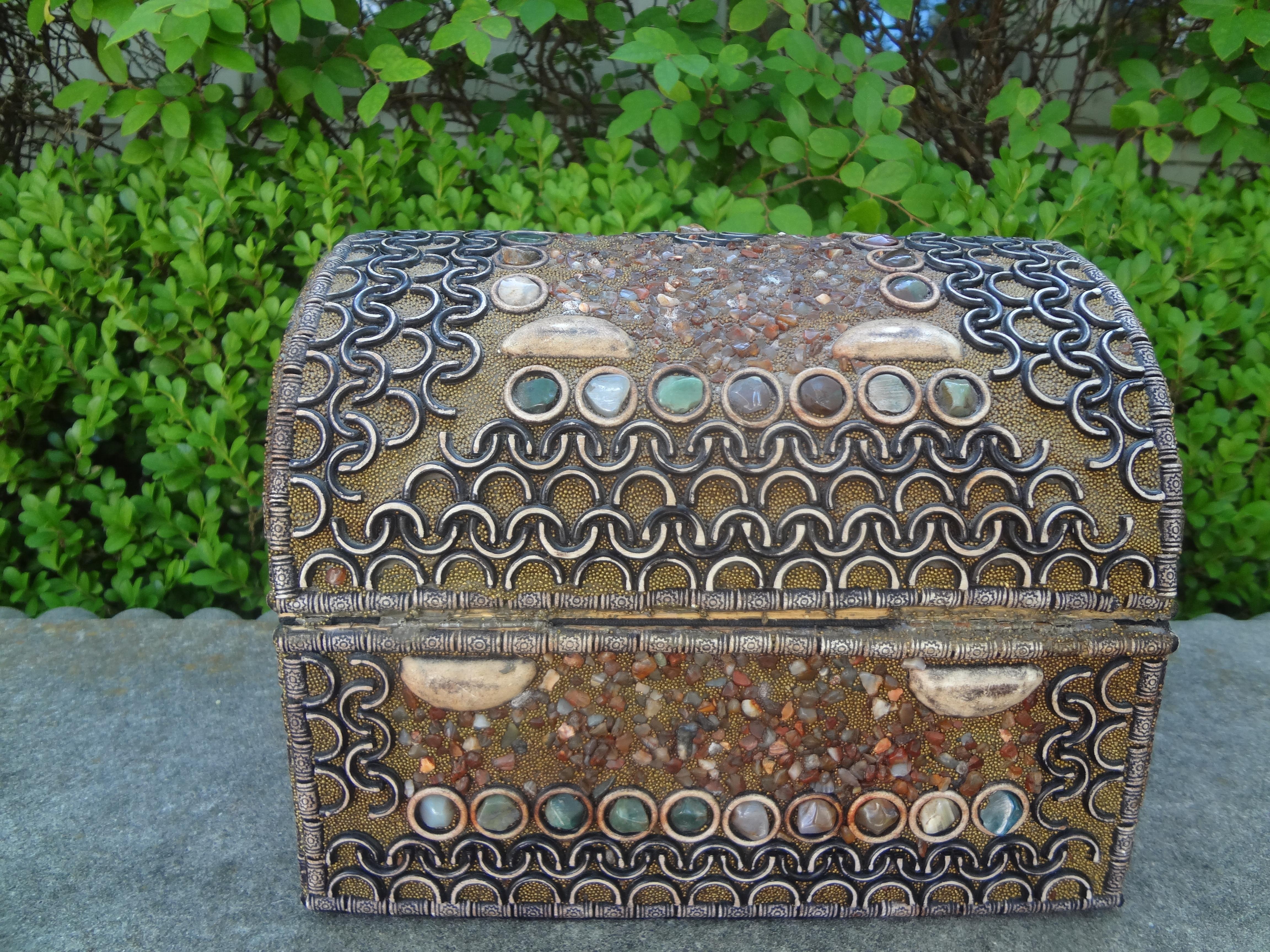 20th Century Middle Eastern Agate Encrusted Decorative Box