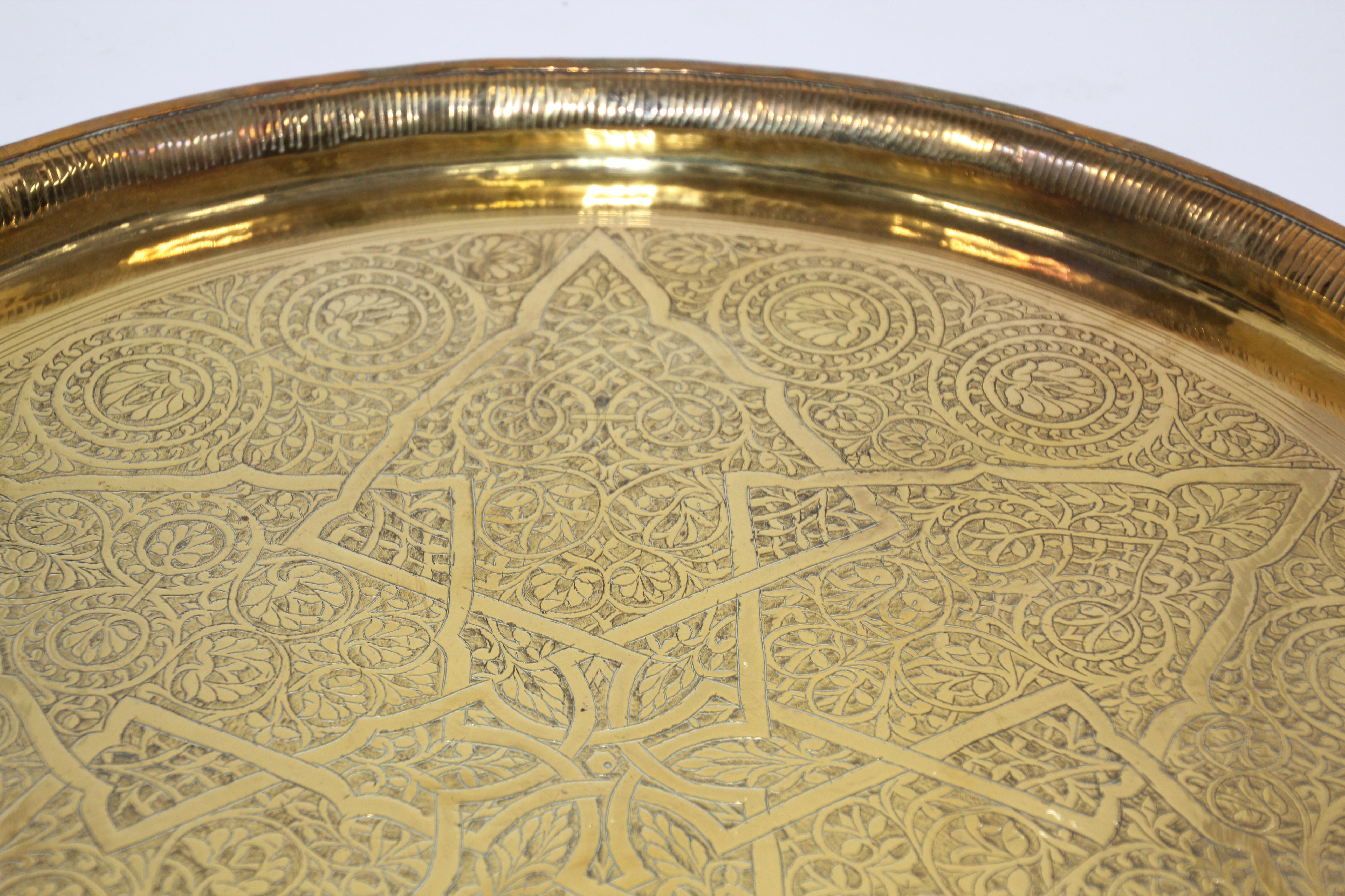 Middle Eastern Antique Round Brass Tray 3