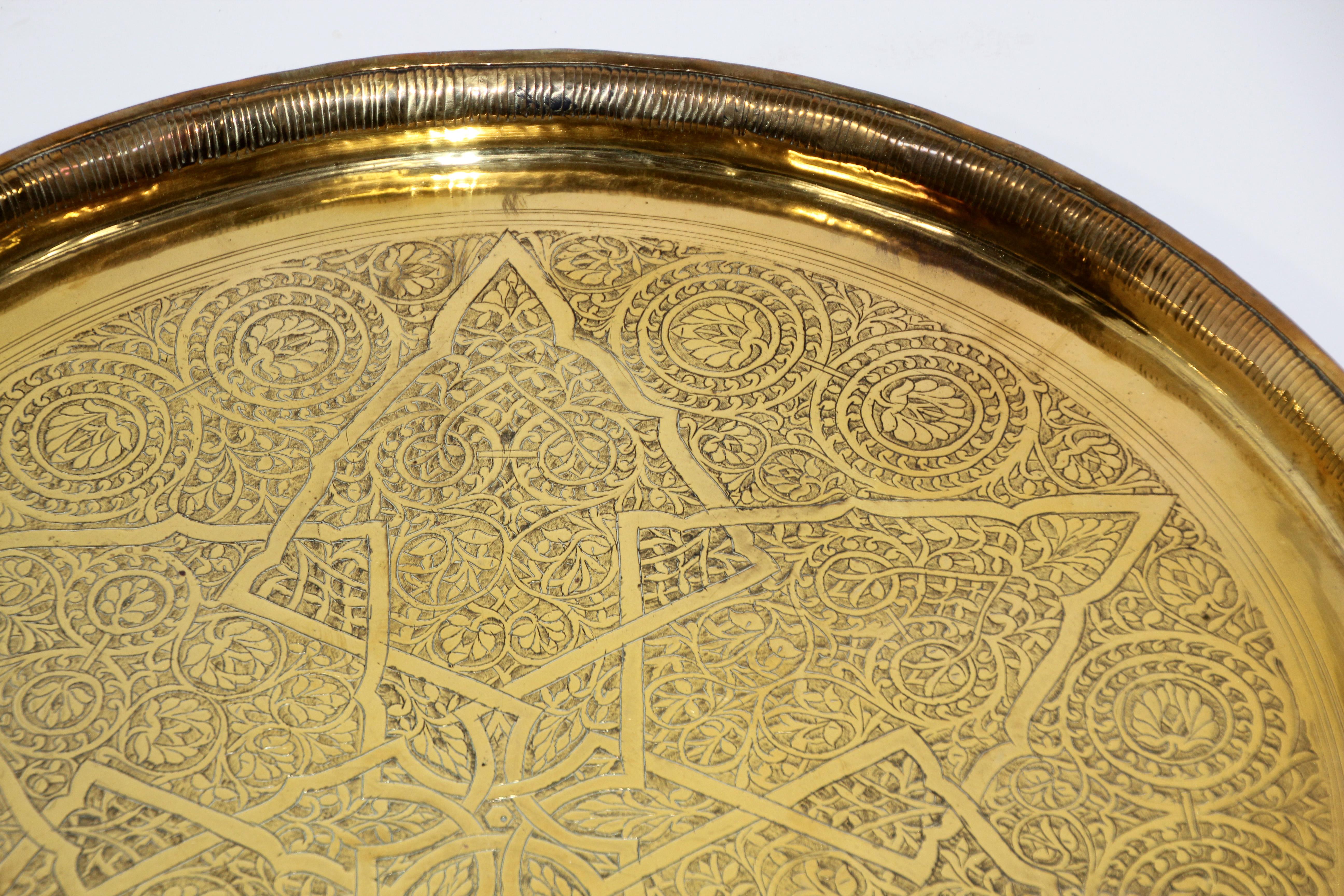 antique brass round tray