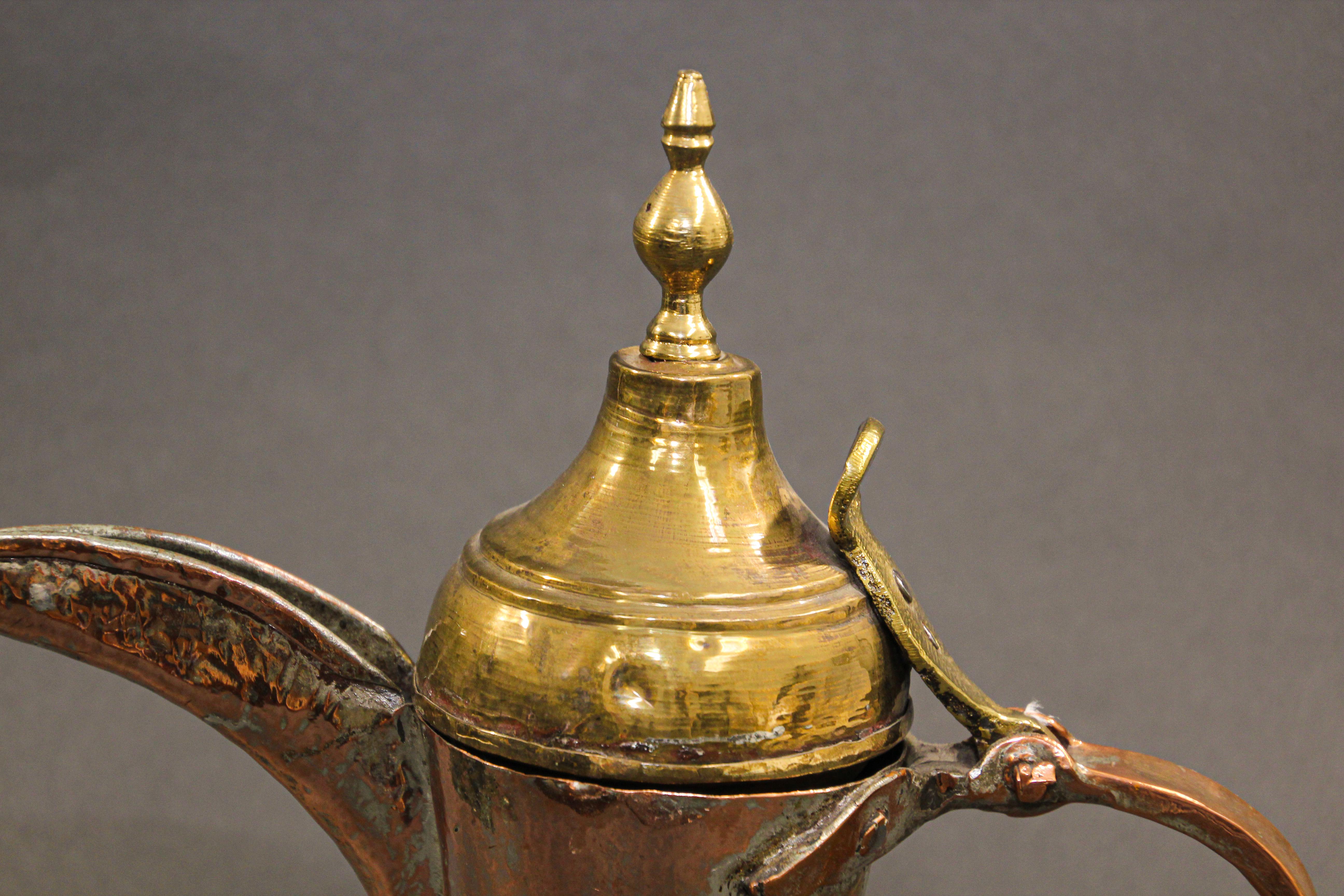 Islamic Middle Eastern Arabian Tinned Copper Dallah For Sale