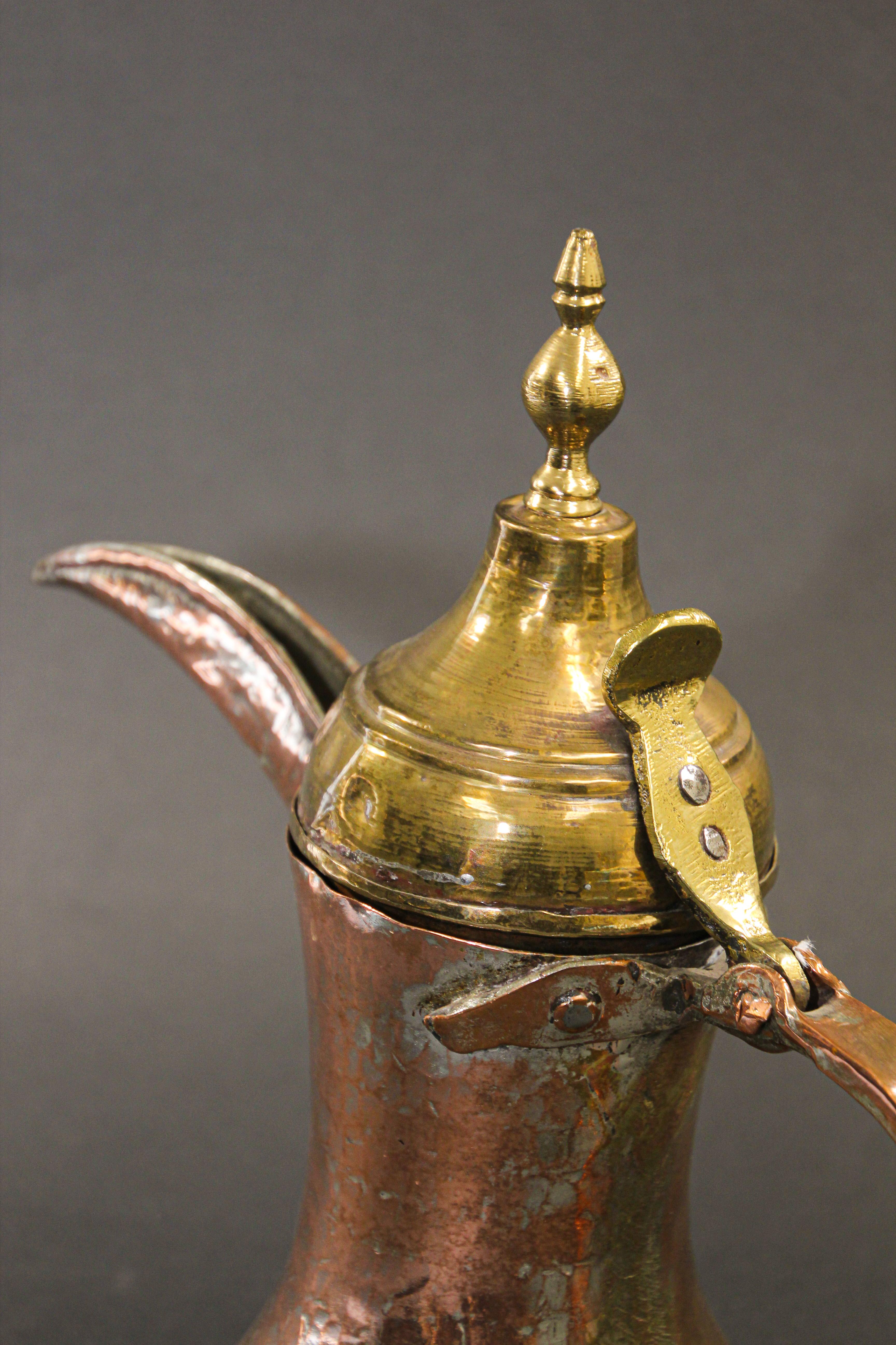 Hand-Crafted Middle Eastern Arabian Tinned Copper Dallah For Sale