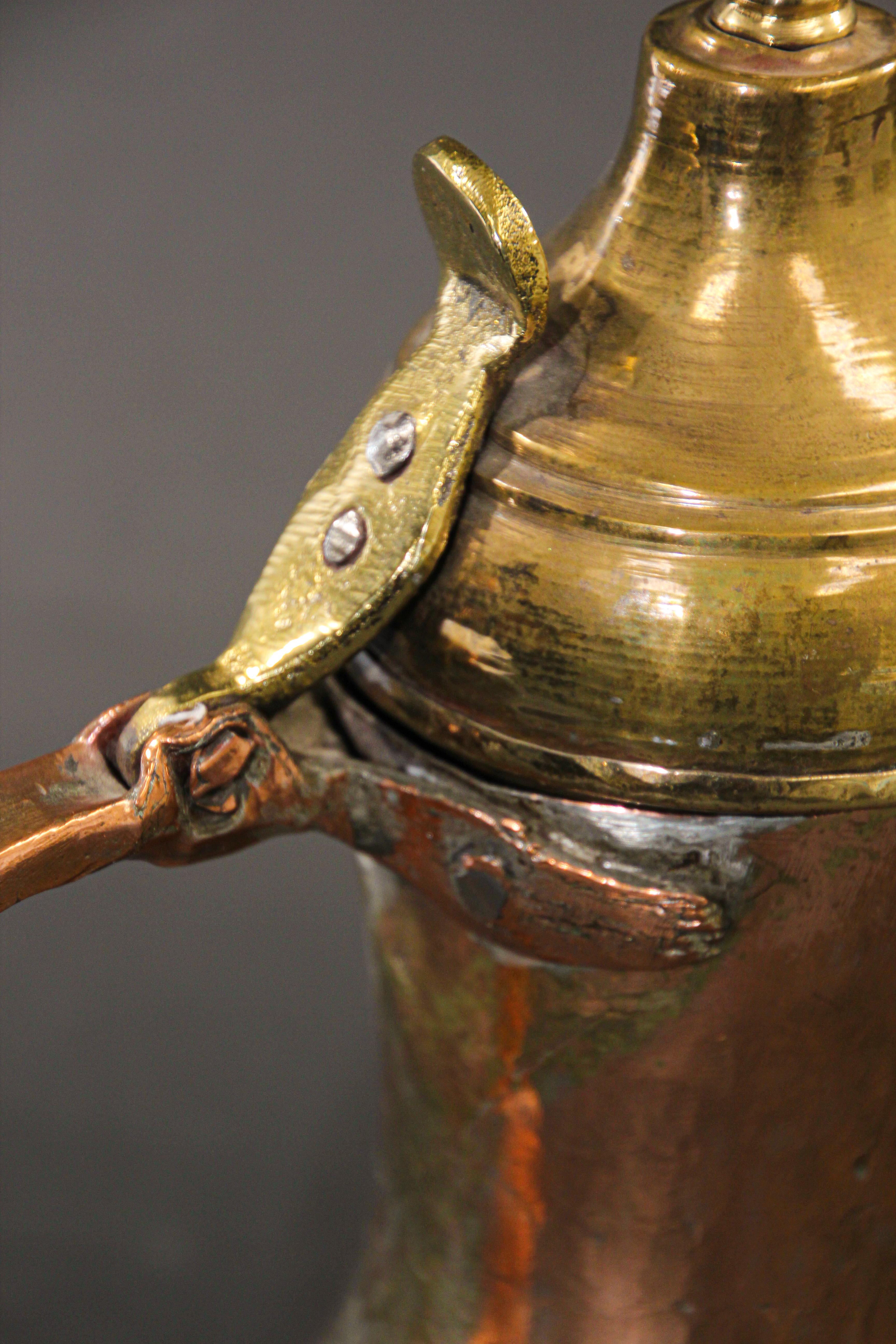 Brass Middle Eastern Arabian Tinned Copper Dallah For Sale