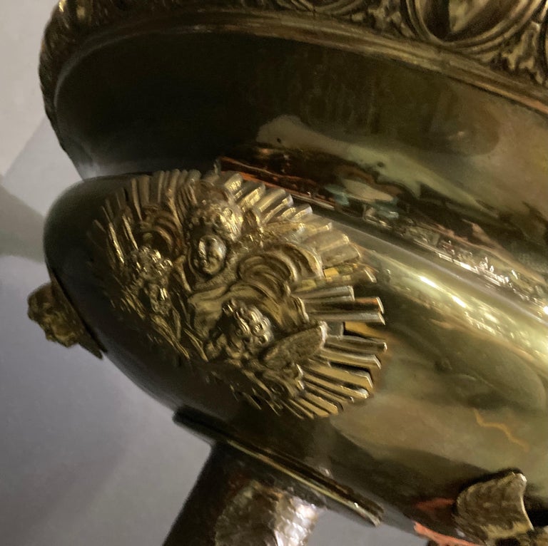 Middle Eastern Brass Jardiniere on Stand For Sale at 1stDibs