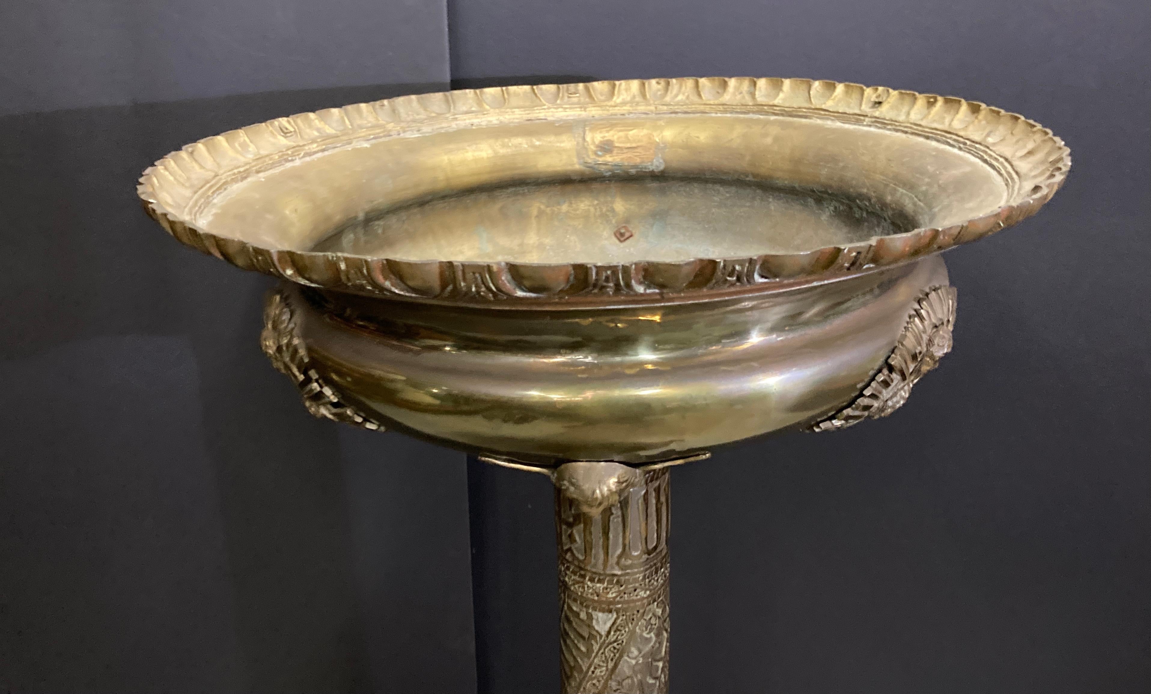 Middle Eastern Brass Jardiniere on Stand For Sale 4