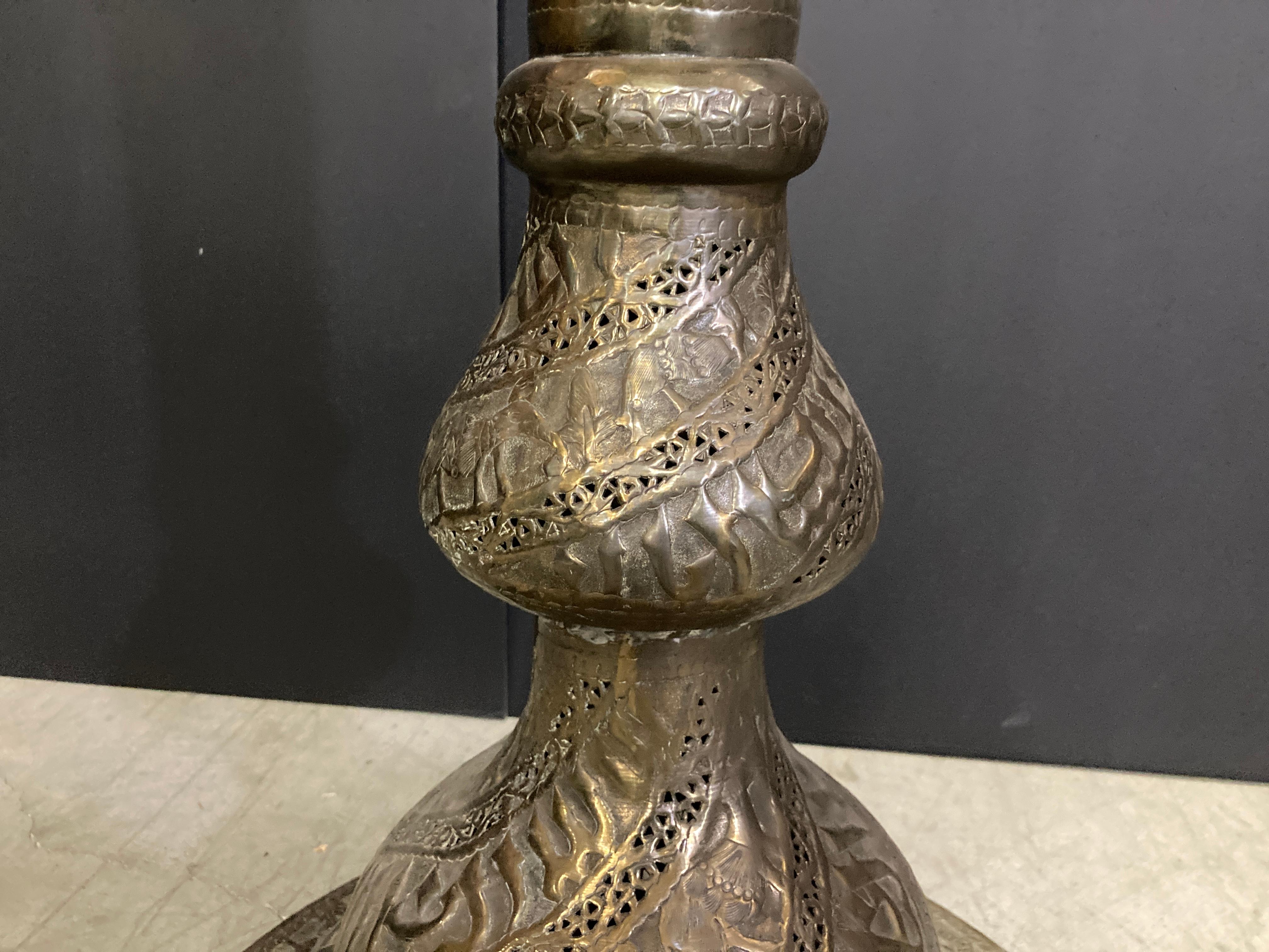 Middle Eastern Brass Jardiniere on Stand For Sale 1