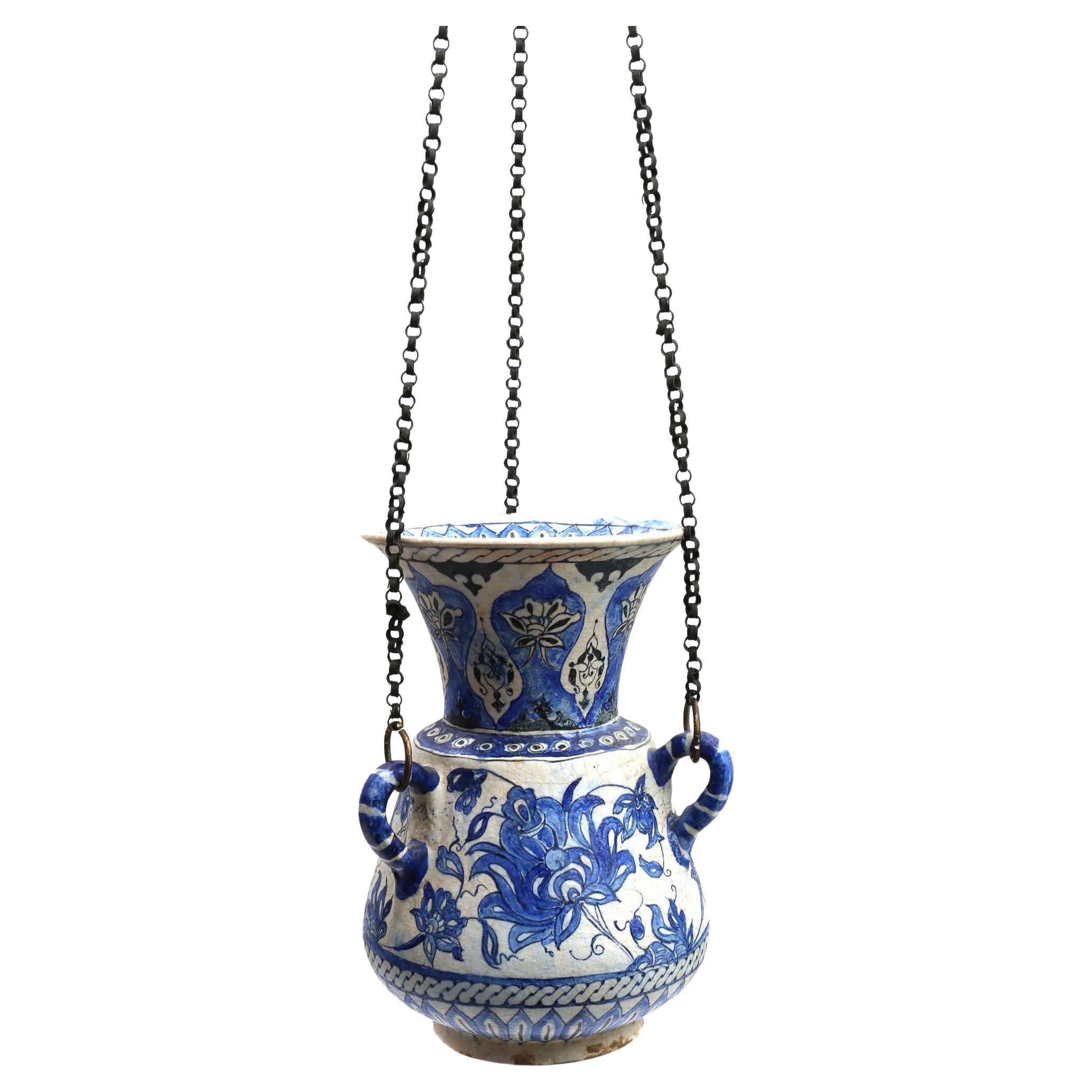 Middle Eastern Ceramic Mosque Lamp For Sale