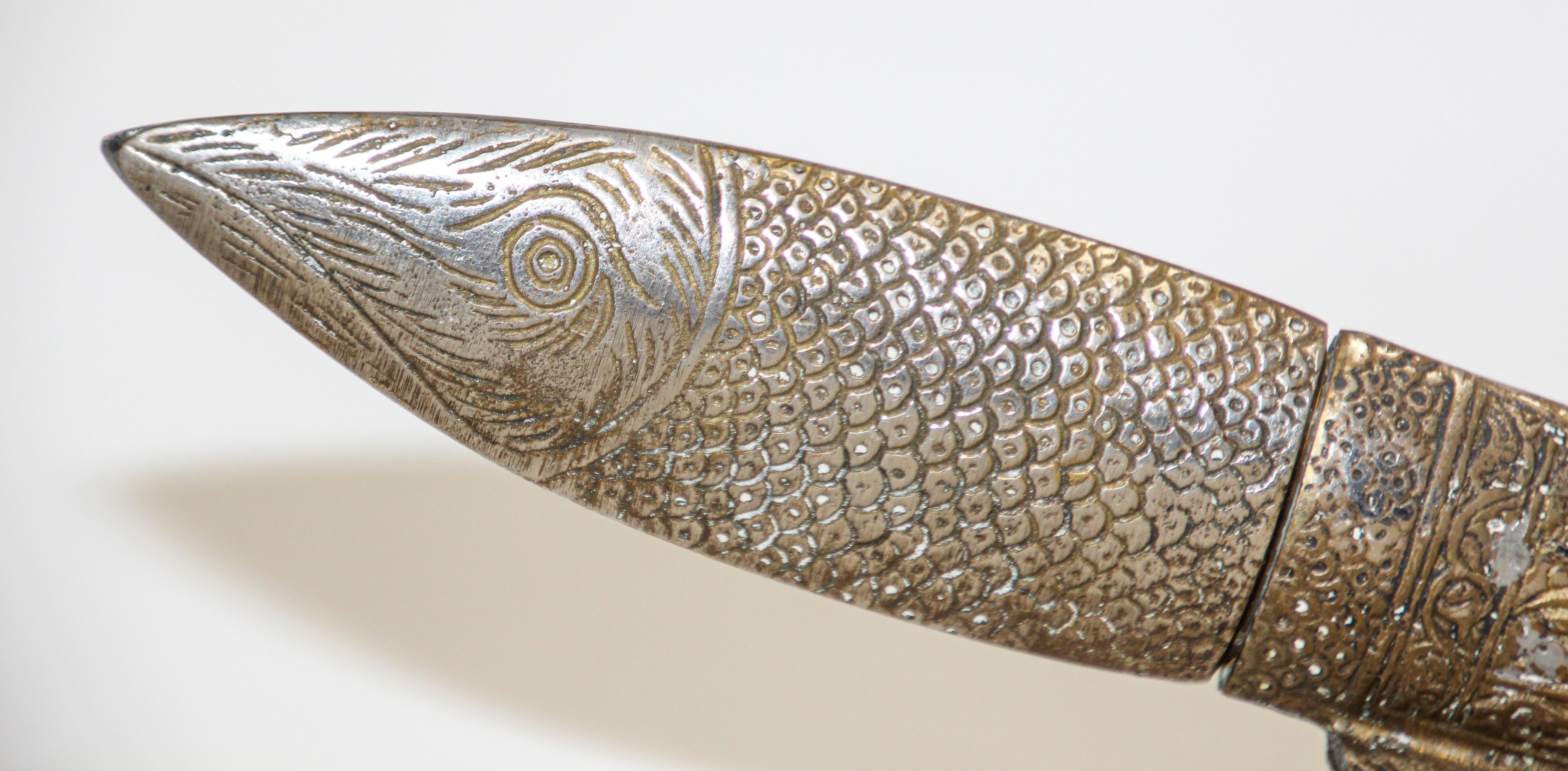 Moorish Middle Eastern Dagger in the Form of a Fish with Arabic Calligraphy Writing