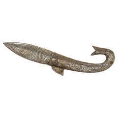 Vintage Middle Eastern Dagger in the Form of a Fish with Arabic Calligraphy Writing