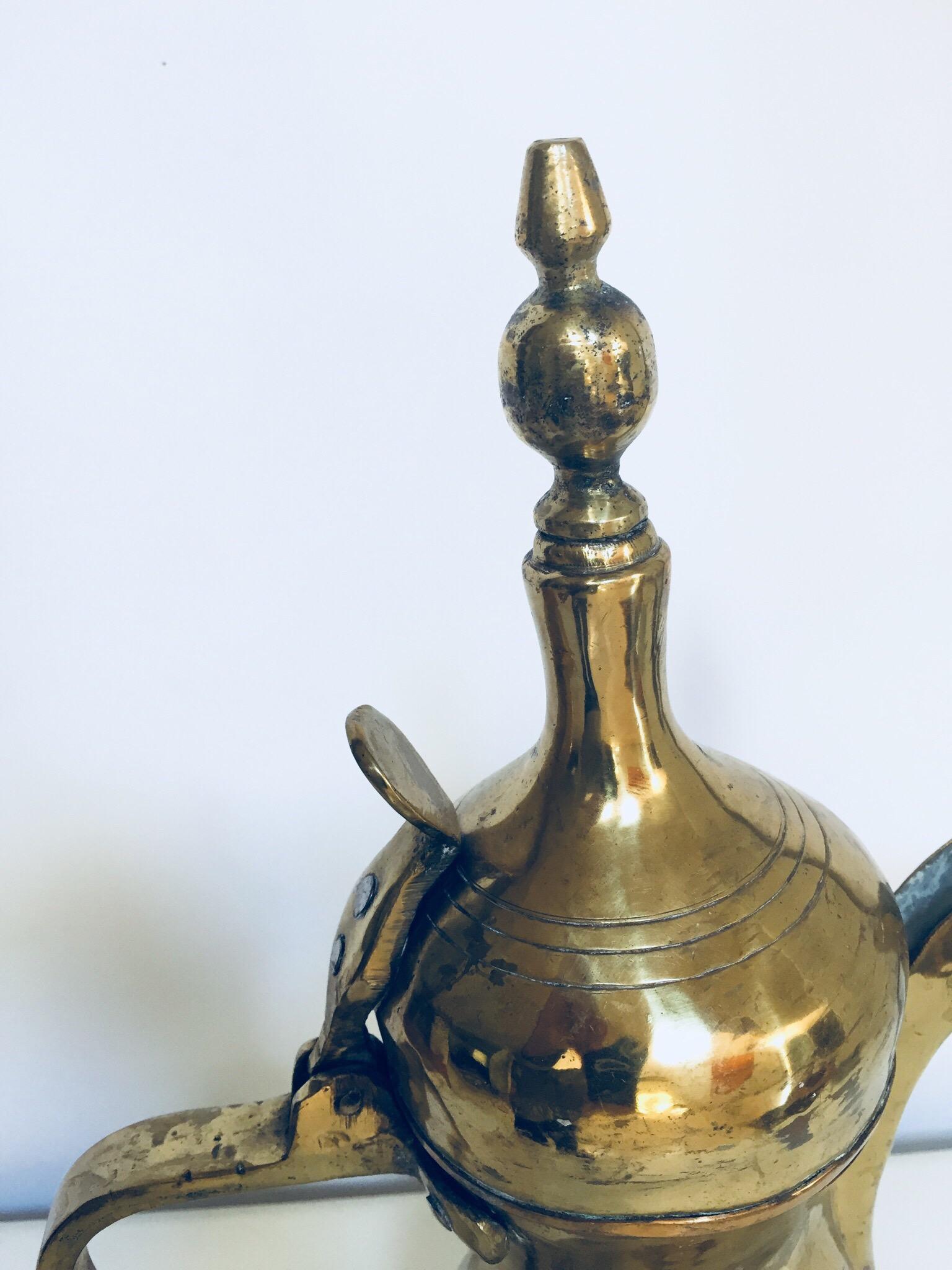 20th Century Middle Eastern Dallah Arabic Brass Coffee Pot For Sale