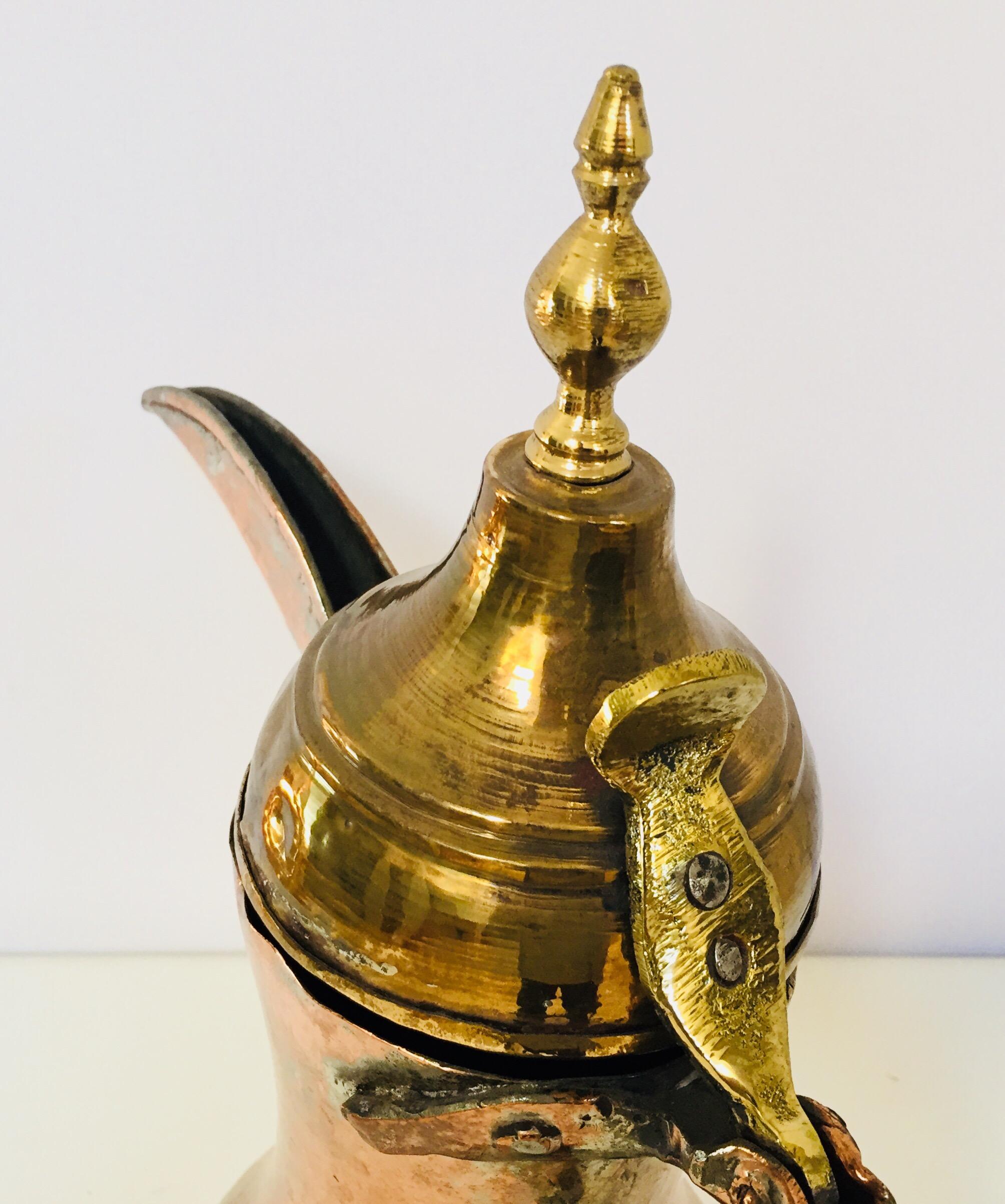 Brass Middle Eastern Arabic Copper Coffee Pot Dallah  For Sale