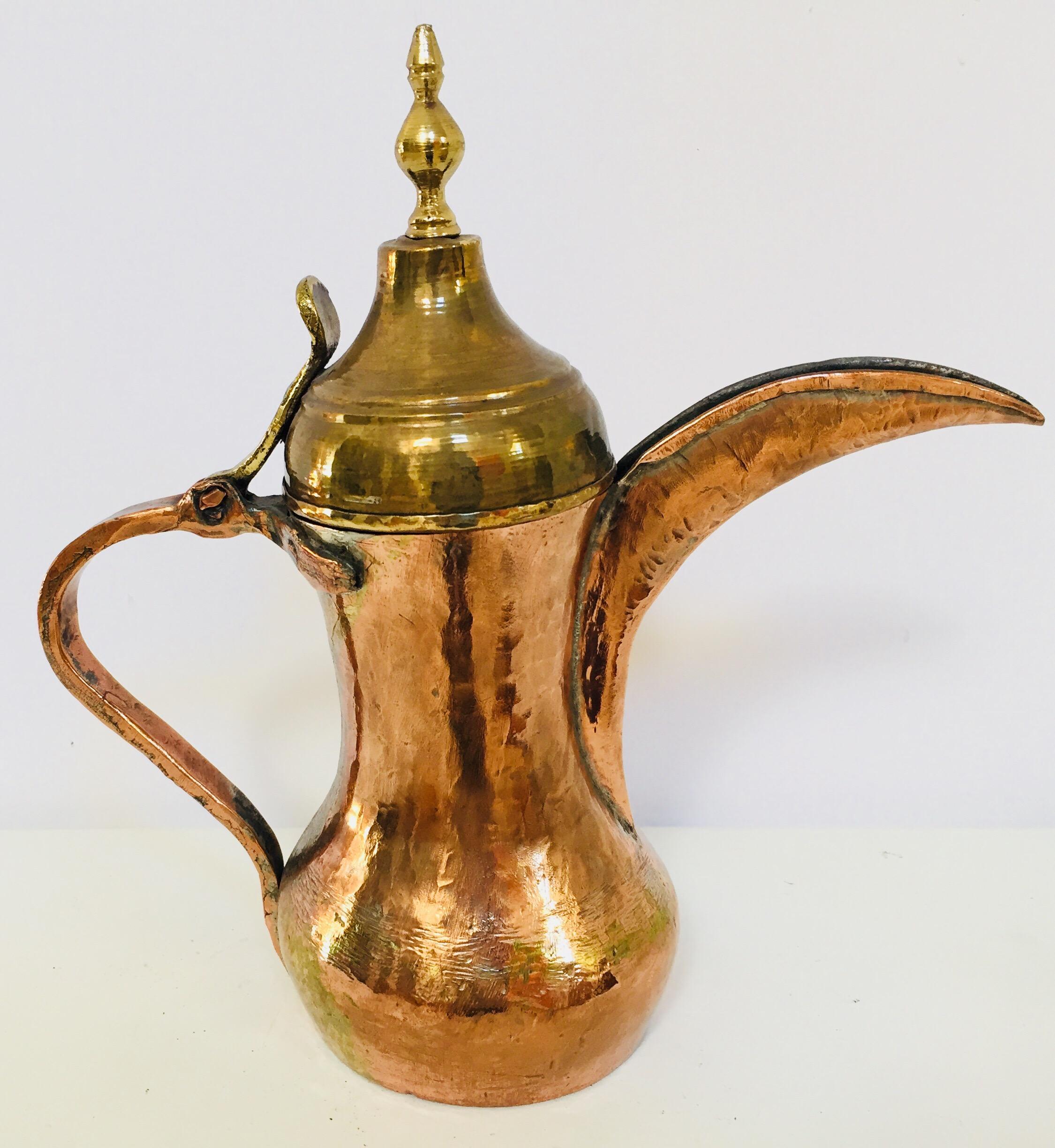 Folk Art Middle Eastern Arabic Copper Coffee Pot Dallah  For Sale