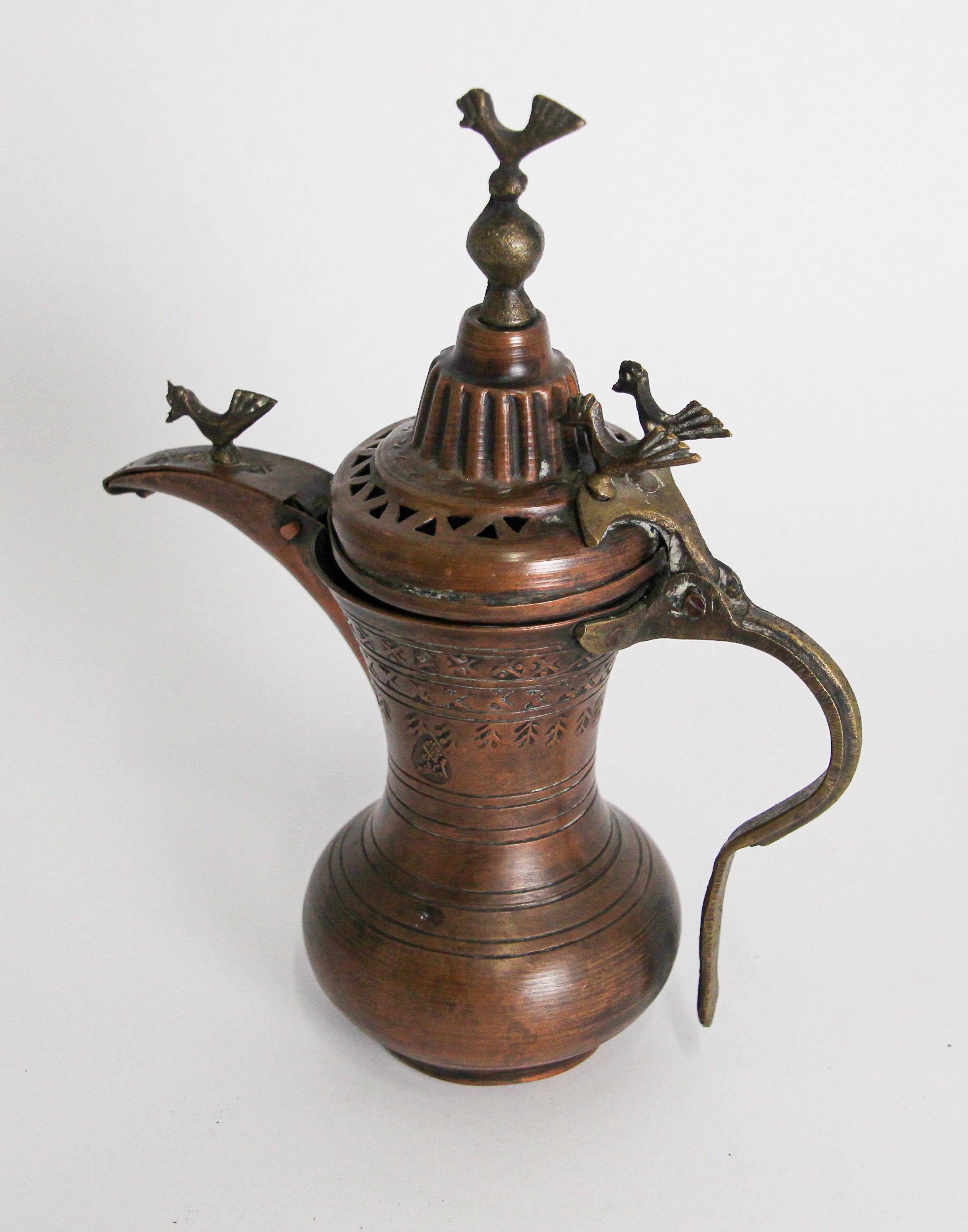 Hand-Crafted Middle Eastern Dallah Turkish Ottoman Brass Coffee Pot