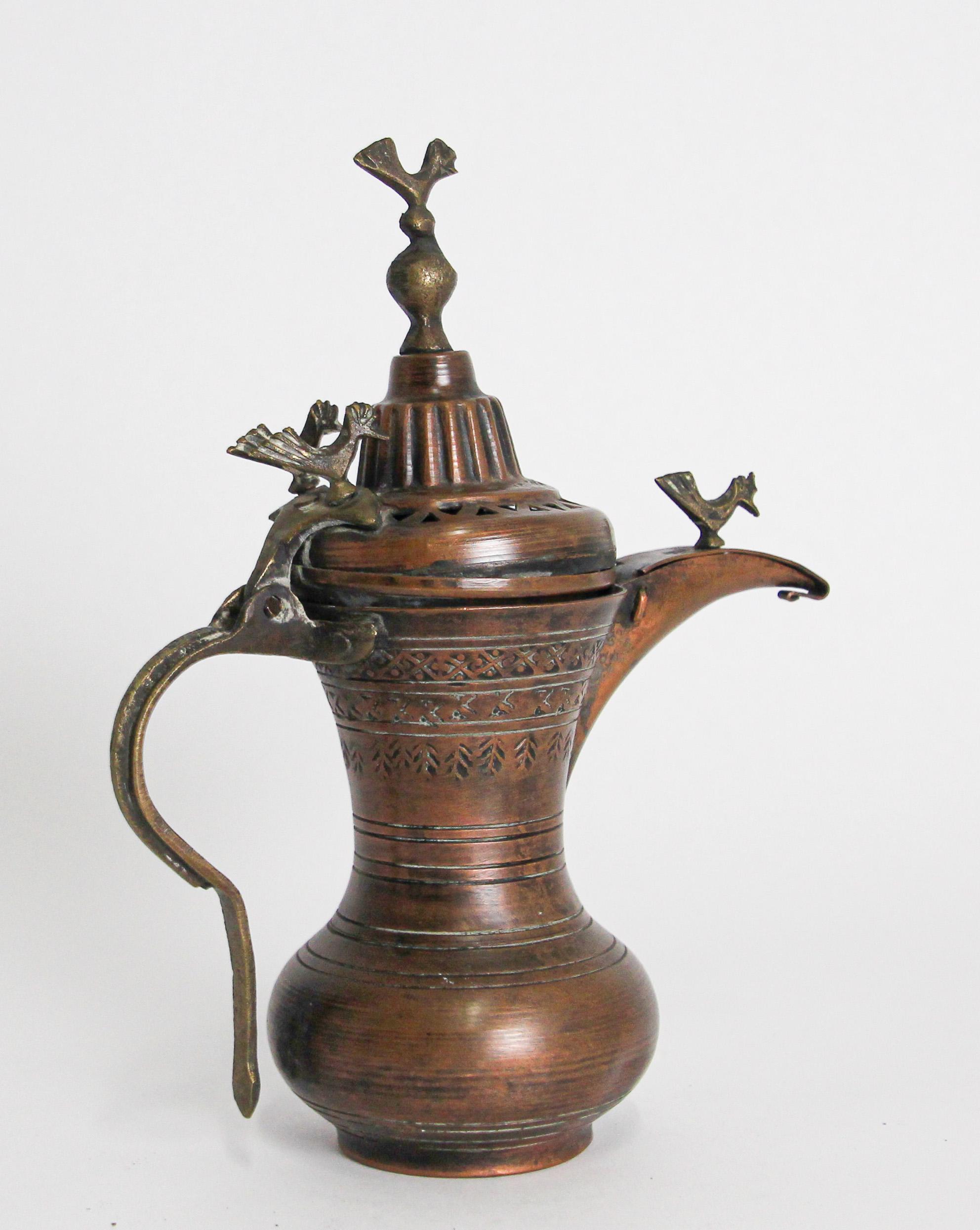 20th Century Middle Eastern Dallah Turkish Ottoman Brass Coffee Pot