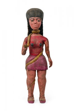 Middle Eastern Egyptian 20th Century Carved Wood Mami Wata Standing Figure