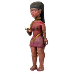 Middle Eastern Egyptian 20th Century Carved Wood Mami Wata Standing Figure