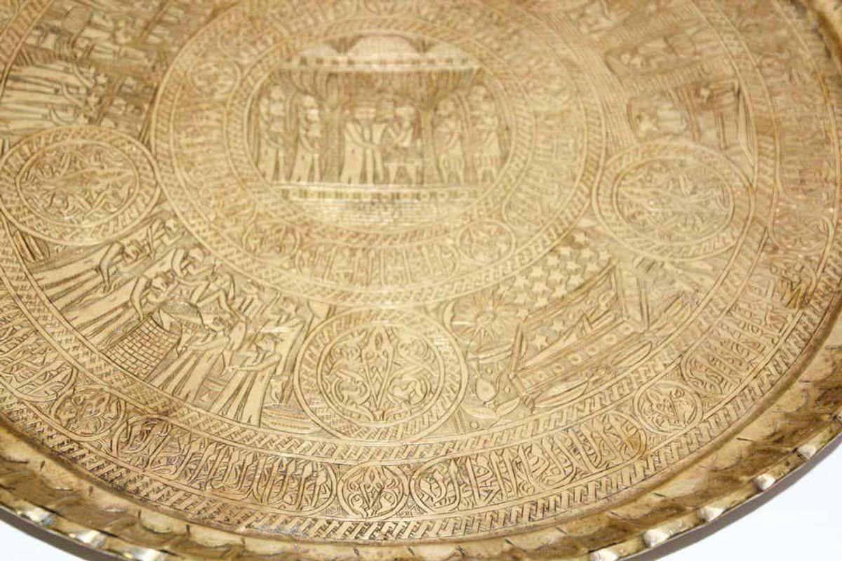 Mittlerer Osten ägyptischen antiken runden Messing Tablett (Ägyptisch) im Angebot